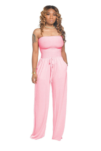 KENDALL - SOLID COLOR SMOKED JUMPSUIT