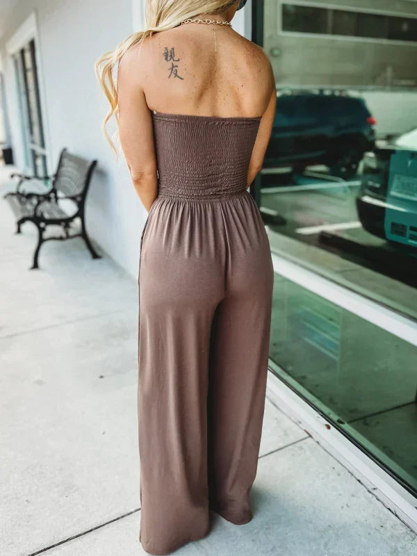 KENDALL - SOLID COLOR SMOKED JUMPSUIT