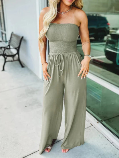 KENDALL - SOLID COLOR SMOKED JUMPSUIT