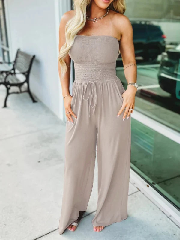 KENDALL - SOLID COLOR SMOKED JUMPSUIT