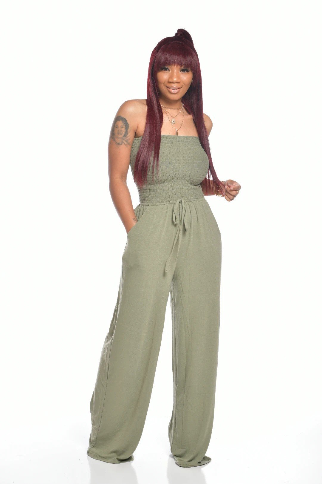 KENDALL - SOLID COLOR SMOKED JUMPSUIT