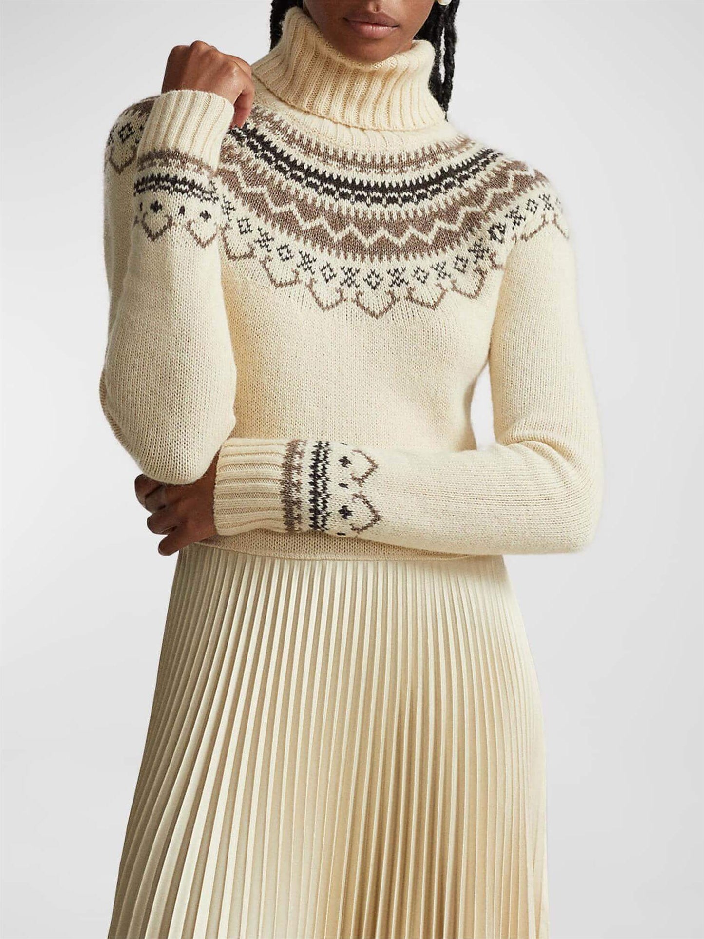 CAMILLE - HYBRID JERSEY PLEATED TURTLENECK DRESS