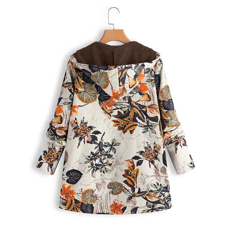 ADELE - FLEECE WINTER JACKET WITH FLORAL PRINT