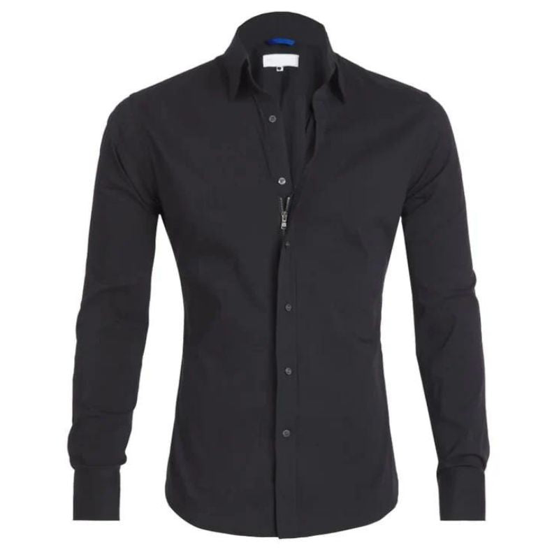 MAXIMILIAN - WRINKLE-FREE SHIRT WITH ZIPPER