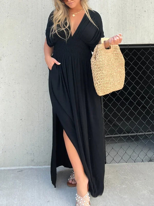 LULY DRESS - EFFORTLESS LONG MAXI DRESS WITH SPLIT