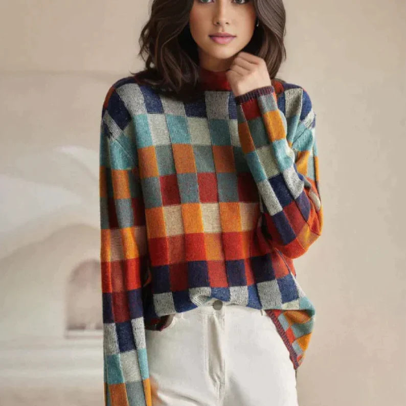 ROMINE - COUTURE PATCHWORK CASHMERE TURTLENECK